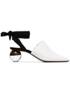 NEOUS NEOUS LEATHER BROUGH 55 BALL HEEL MULES - WHITE