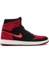 JORDAN AIR JORDAN 1 RETRO HI FLYKNIT "BLACK/VARSITY RED/WHITE" SNEAKERS