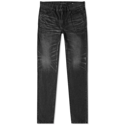 Saint Laurent Distressed Skinny Jean In Black