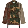 Off-white Reconstructed Cotton Camo Field Jacket In Green
