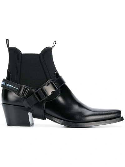 Prada Leather And Neoprene Ankle Boots In Black