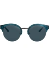 BURBERRY BURBERRY EYEWEAR CHECK DETAIL ROUND HALF-FRAME SUNGLASSES - BLUE