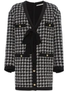 ALESSANDRA RICH BOW EMBELLISHED HOUNDSTOOTH CARDIGAN