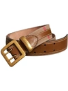 BURBERRY BURBERRY TOPSTITCHED HOUSE CHECK AND LEATHER BELT - BROWN