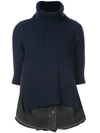 SACAI SACAI LAYERED TURTLENECK SWEATER - BLUE