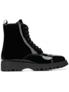 PRADA varnish lace up boots