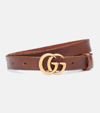 Gucci Gg-logo Leather Belt In Brown