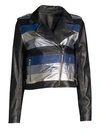 THE MIGHTY COMPANY Stripe Leather Moto Jacket