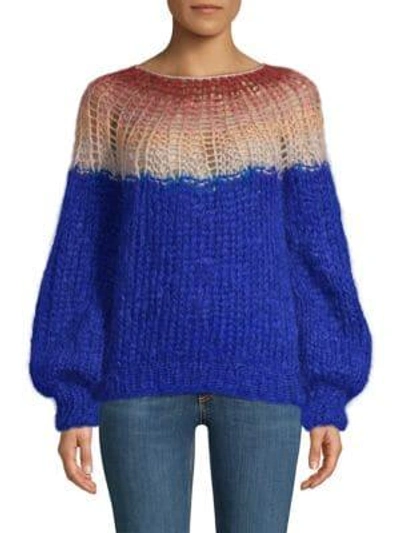 Maiami Mohair Pleated Jumper In Navy
