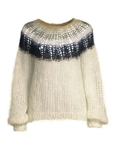 Maiami Mohair Pleated Jumper In Creme In Ivory