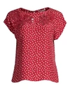 REBECCA TAYLOR Embroidered Heart Print Silk Top