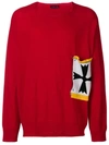 RICCARDO COMI RICCARDO COMI PATCH CREW NECK SWEATER - RED