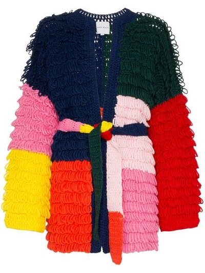 Mira Mikati Loop-knit Colourblock Cardi-coat In Green
