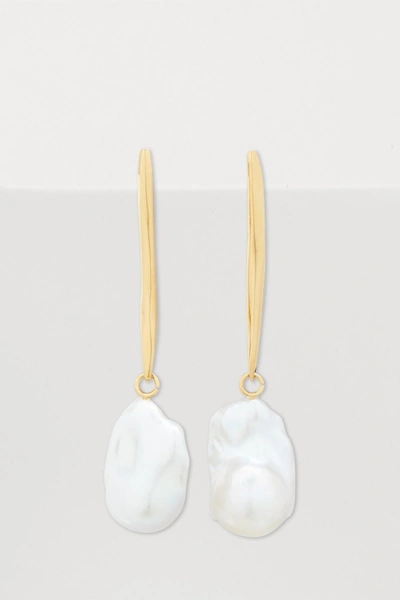 Alexander Mcqueen Stick Brass And Pearl Earrings In Gold