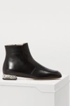 MIU MIU LEATHER ANKLE BOOTS,5T956B/Y5A/F0002