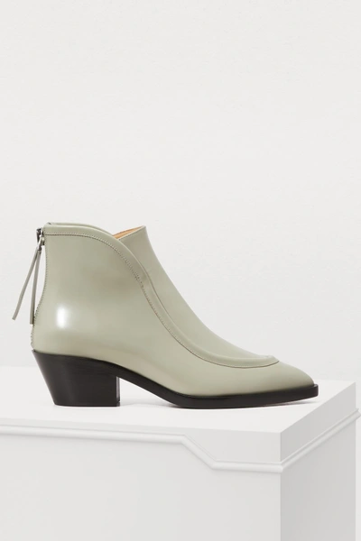 Jil Sander Leather Ankle Boots In Grey