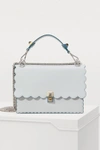 Fendi Kan I Scalloped Leather Shoulder Bag In Sky Blue