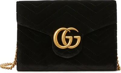 Gucci Gg Marmont Velvet Mini Bag In Black