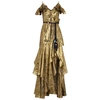 PETER PILOTTO GOLD RUFFLE-TRIMMED LAMÉ DRESS