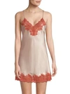 GINIA WOMEN'S LACE-TRIMMED SILK CHEMISE,0400097523817