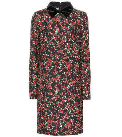 Valentino Silk And Wool Floral Dress In Black