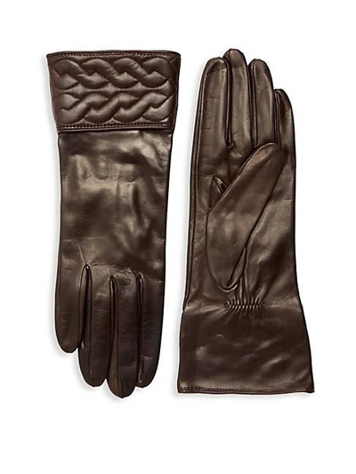 Portolano Quilted Braid Leather Gloves In Teak