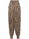 ALESSANDRA RICH ALESSANDRA RICH LEOPARD SILK JACQUARD HAREM PANTS - NEUTRALS