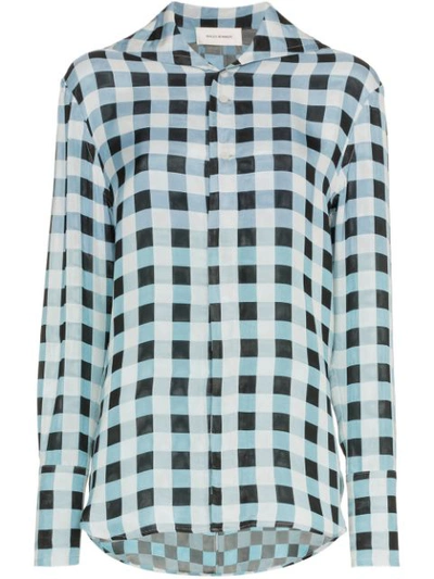 Wales Bonner Checked-jacquard Shirt In Blue