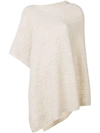 PRINGLE OF SCOTLAND PRINGLE OF SCOTLAND OVERWASHED CABLE PONCHO IN OATMEAL - NUDE & NEUTRALS