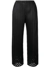 ISSEY MIYAKE PLEATS PLEASE BY ISSEY MIYAKE CROPPED PLEATED TROUSERS - BLACK