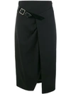 GIVENCHY WOOL CROSS-OVER MID-LENGTH SKIRT