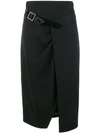 Givenchy Wool Cross-over Mid-length Skirt In Black