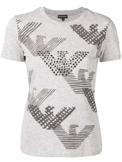 Emporio Armani Printed & Studded Eagle T-shirt In Grey