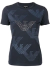 EMPORIO ARMANI EMPORIO ARMANI PRINTED & STUDDED LOGO T-SHIRT - BLUE