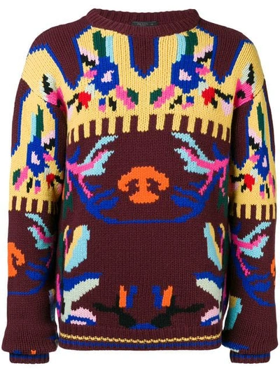 Prada Intarsia Knit Sweater In Pink