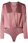 CUSHNIE ET OCHS WRAP-EFFECT SILK-CHARMEUSE BODYSUIT