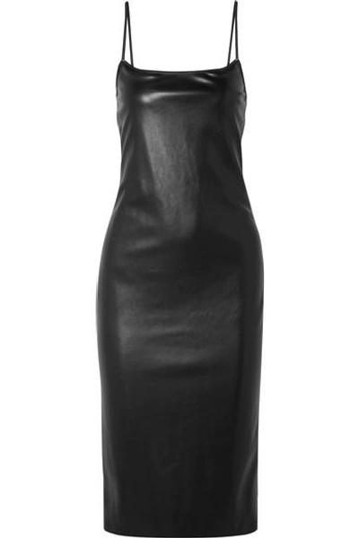 Theory Bedford Faux Leather Slipdress In Black