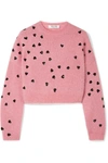 VALENTINO CROPPED SEQUIN-EMBELLISHED MOHAIR-BLEND SWEATER