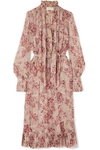 ZIMMERMANN Unbridled pussy-bow floral-print silk-georgette midi dress