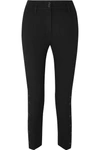 ANN DEMEULEMEESTER CROPPED WOOL AND COTTON-BLEND TWILL TAPERED PANTS