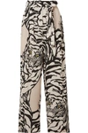 VALENTINO PLEATED PRINTED SILK-CREPE STRAIGHT-LEG PANTS