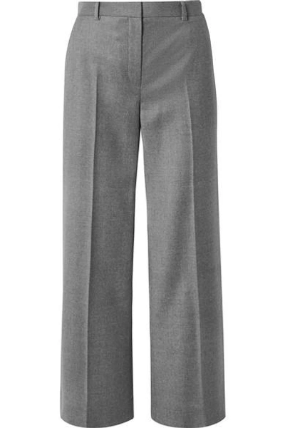 The Row Ina Grain De Poudre Wool Straight-leg Trousers In Grey