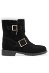 JIMMY CHOO YOUTH SHEARLING-LINED SUEDE ANKLE BOOTS