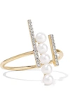 MATEO 14-karat gold, diamond and pearl ring