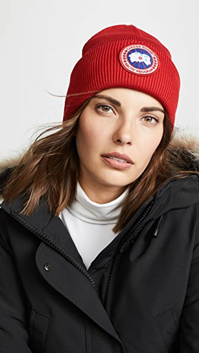 Canada Goose Arctic Ribbed-knit Beanie In Red