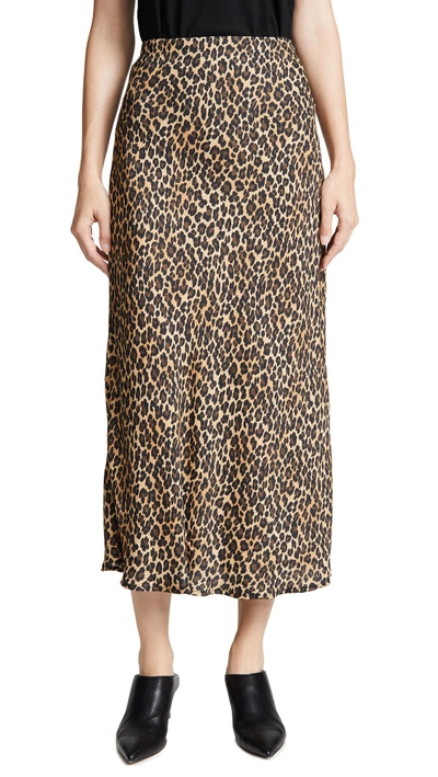 Three Dots Leopard Print Midi Skirt In Black/camel