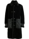 STELLA MCCARTNEY STELLA MCCARTNEY FAUX FUR TRIMMED LEATHER PATCH COAT - BLACK