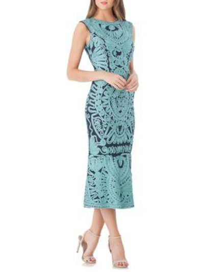 Js Collections Soutache Midi Dress In Sage Navy