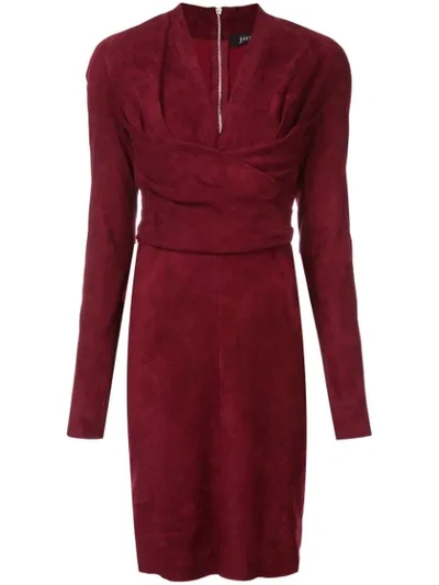 Jitrois Long-sleeve Fitted Dress In Red