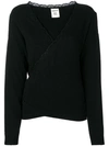 SEMICOUTURE SEMICOUTURE WRAP-AROUND KNITTED TOP - BLACK